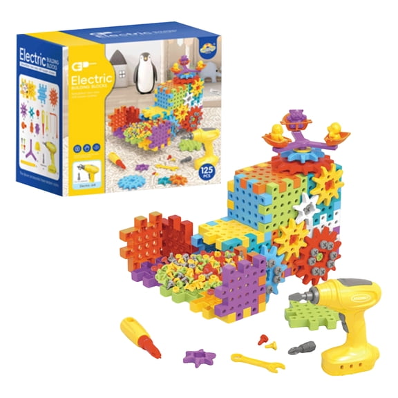 125Pcs Electric Diy Mechanical Gear Building Blocks - Motorized Stem Educational Variable Configurations Building & Engineering Set - For 6-12 Boys Girls Creative Learning &