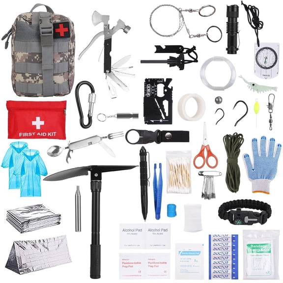 125Pcs Professional Survival Kit Tactical Emergency Gear First Aid Supplies for Outdoor Camping Hiking Hunting Adventure