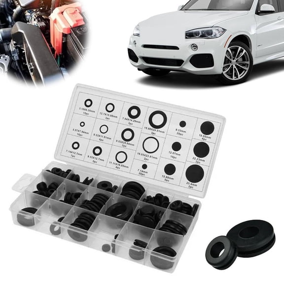 125Pcs Rubber Wiring Grommets Assortment Kit - Assorted Sizes for Wire Protection, High-Quality, Wear-Resistant, Eco-Friendly, Versatile Functionality for DIY Projects & Electrical Applications
