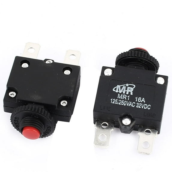 125V/250V 16A Red Reset Button Overload Protector Circuit Breaker 2Pcs