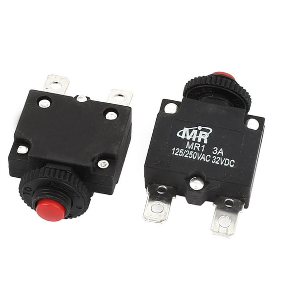 125V/250V 3A NC Hand Reset Button Overload Protector Circuit Breaker 2Pcs