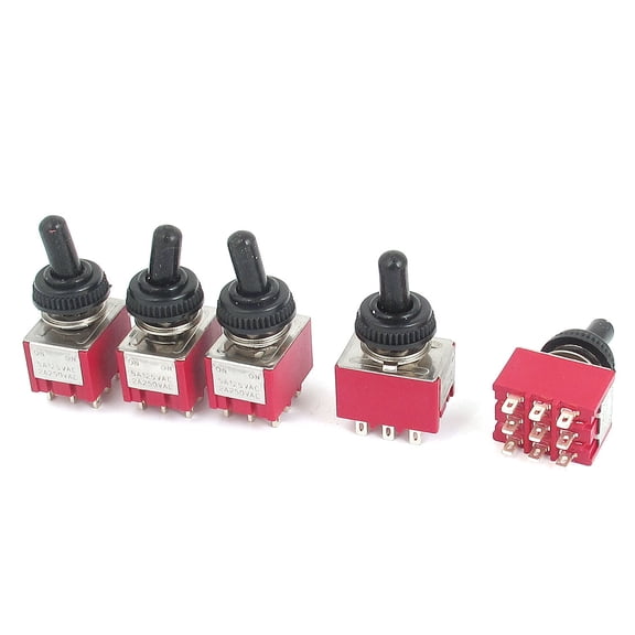 125V 5A AC250V 2A 9 Terminal 3PDT Self-locking Toggle Switch 5pcs