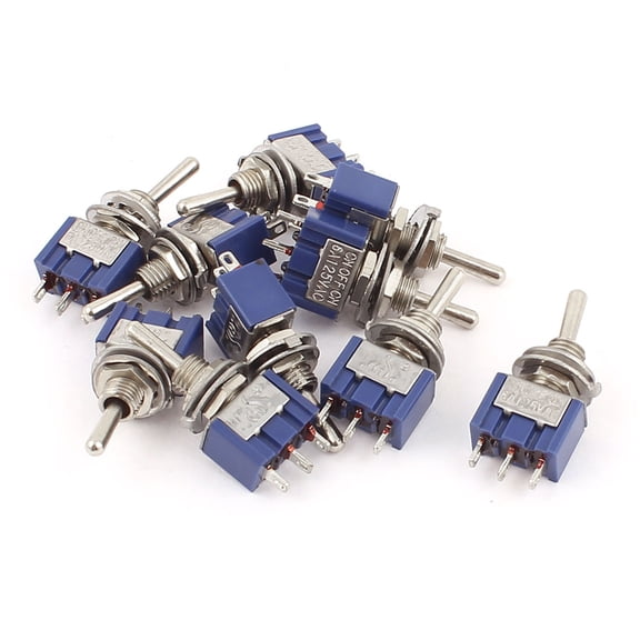 125V 6A SPDT ON OFF ON 3 Positions 3 Terminals Mini Toggle Switch 10pcs