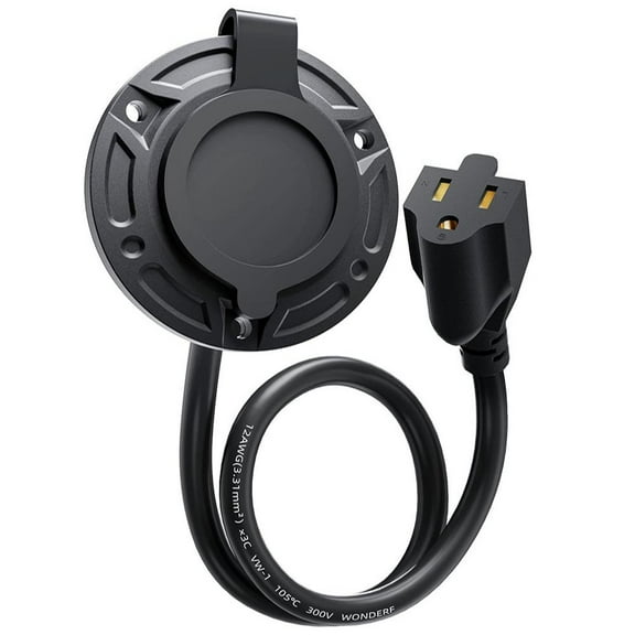 125V AC Port Plug, Heavy-Duty RV Waterproof Shore Power Inlet Socket for Marine RV Cart Electrical Power Receptacle