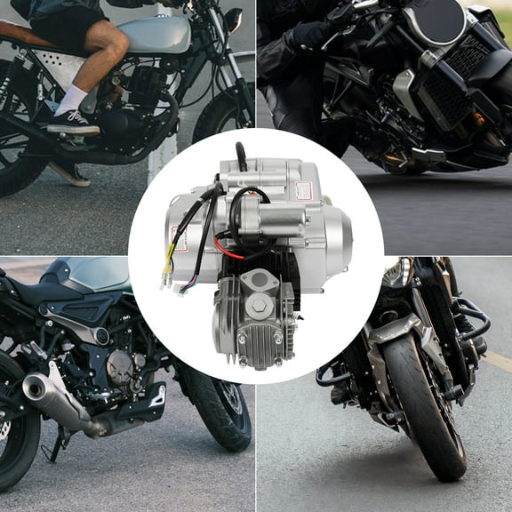 125cc 4-Stroke ATV Engine Motor w/ 3-Speed & Reverse, Electric Start, Air-Cooled, w/ Carburetor, Air Filter, Wiring for Dirt Bike Go Kart Quad