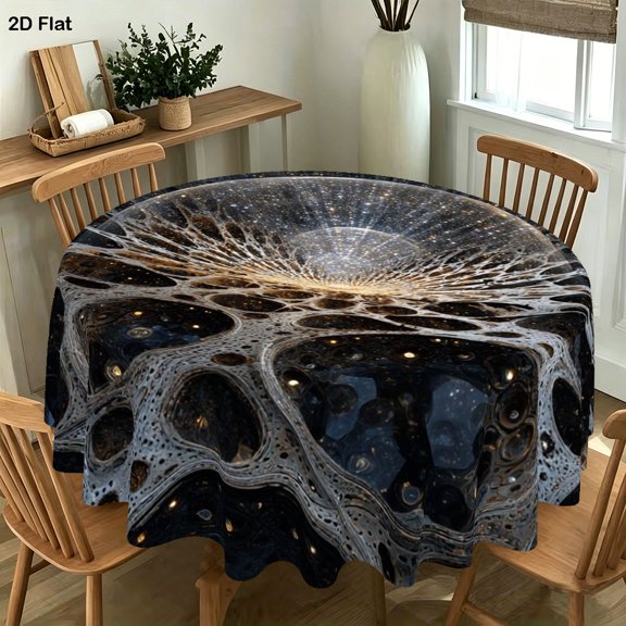 125cm 1PC Galaxy Starburst Pattern Cosmic Space Style Round Tablecloth, Designed for Various Occasions Like Christmas, Easter, And Patriotic Events, Perfect for Family Gatherings