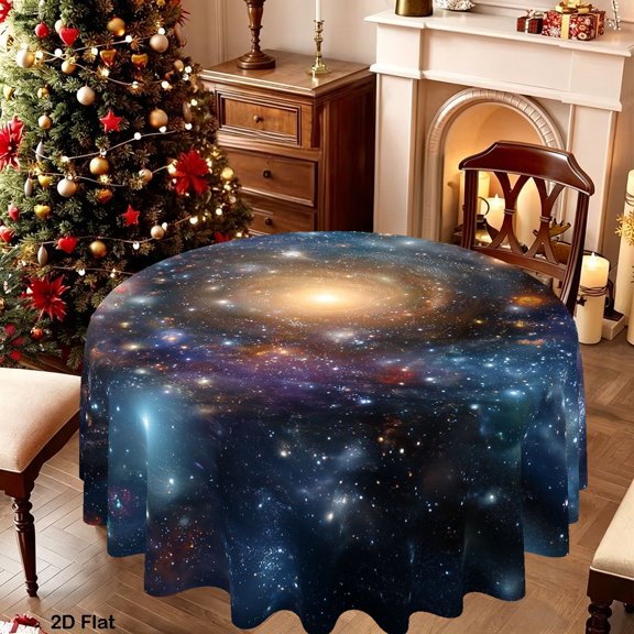 125cm 1PC Galaxy Starry Sky Cosmic Space Decor Round Tablecloth, Designed for Various Occasions Like Christmas, Easter, And Patriotic Events, Perfect for Family Gatherings