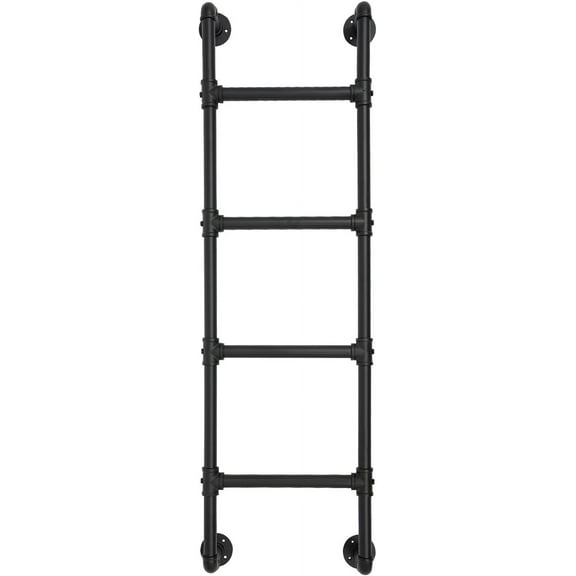 125cm/49.21in Basement Window Well Egress Ladder, Easy Install, Durable & Safe Black Carbon Steel Attic Bunk Bed Ladder, 4-Step Wall/Floor-Mounted Ladder, Loads 441lbs