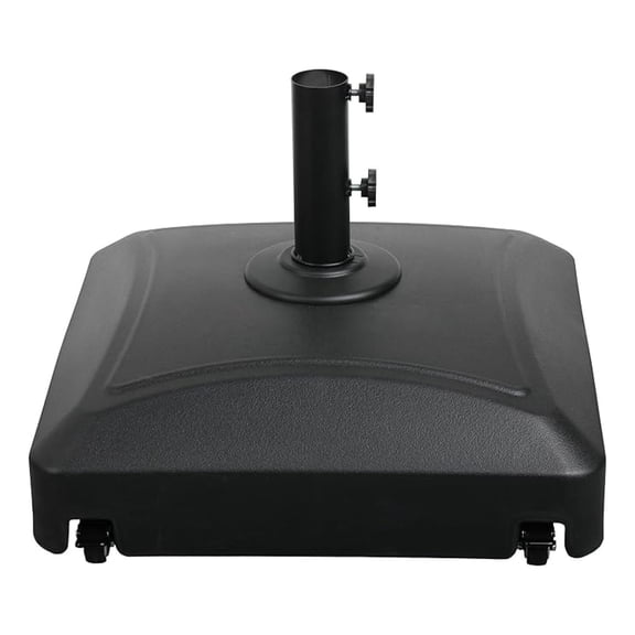 125lb Capacity Fillable Mobile Patio Umbrella Base Heavy Duty Square Stand for Outdoor with 4 Wheels, 2 Locks, 2 Knobs, Black