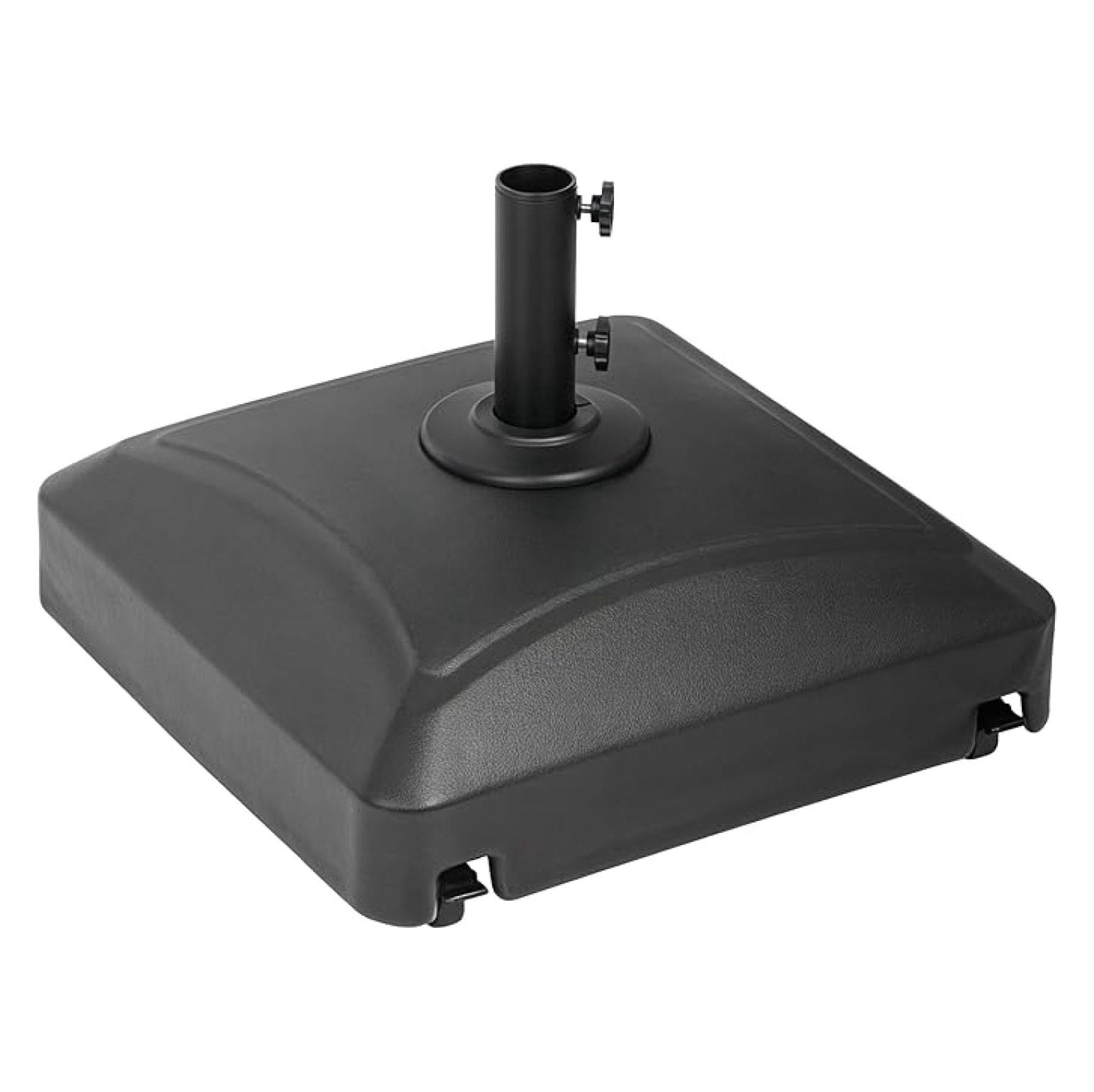 125lb Capacity Fillable Mobile Umbrella Base Heavy Duty Square Stand for Outdoor with 4 Wheels for Patio, Deck, Poolside, Black