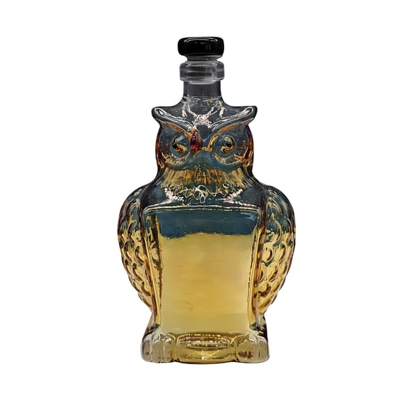 125ml Owl Shaped Whiskey Bottle, High Borosilicate Glass Liquor Container, Hand Blown Animal Design Spirit Bottle, Decorative Barware for Home Collection, Artistic Glassware Ornament