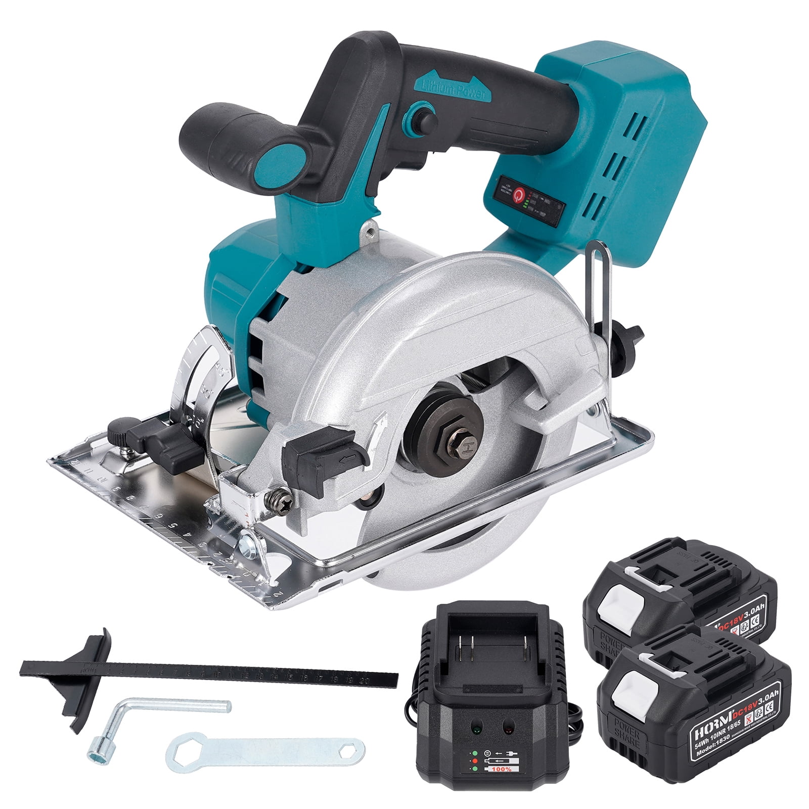 HORMY 18V Cordless Circular Saw 5800RPM 5 inch Blade with 2 3.0Ah ...