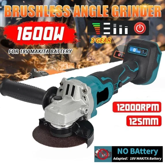 125mm Brushless Cordless Electric Angle Grinder Woodworking Polisher For Makita