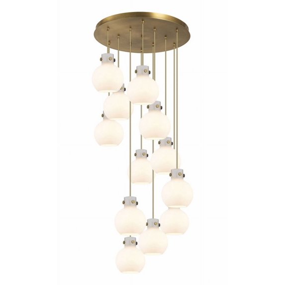 126-410-1PS-BB-G410-8WH-Innovations Lighting-Newton Sphere - 12 Light Cord Hung Pendant In Industrial Style-9.13 Inches Tall and 27.25 Inches