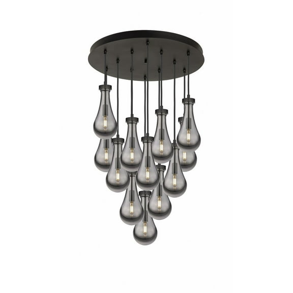 126-451-1P-BK-G451-5SM Innovations Lighting Owego - 12 Light Cord Hung Pendant In Art Deco Style-11.25 Inches Tall and 24.38 Inches Wide-Matte Black