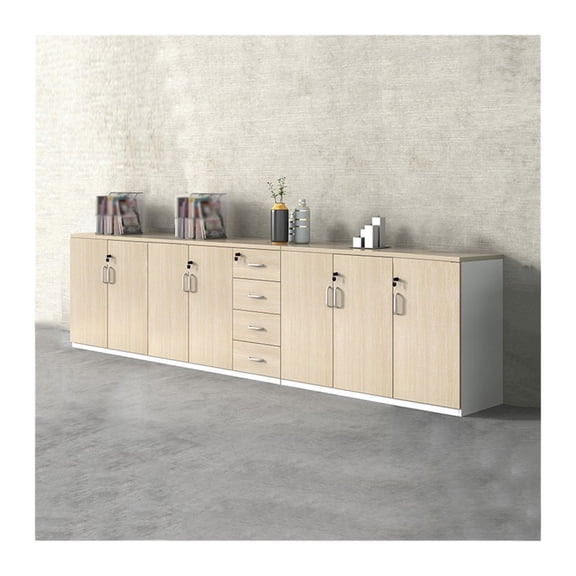 126-Inch Wooden Filing Cabinet with 7 Lockable Doors & 4 Drawers