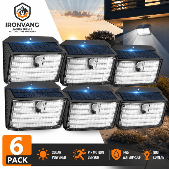 126 LED Solar Motion Sensor Outdoor Lights, 800LM Waterproof Security Wall Lights with PIR Motion Detection, 3 Lighting Modes, Solar Powered Fence Deck Patio Yard Garage Lights IP65