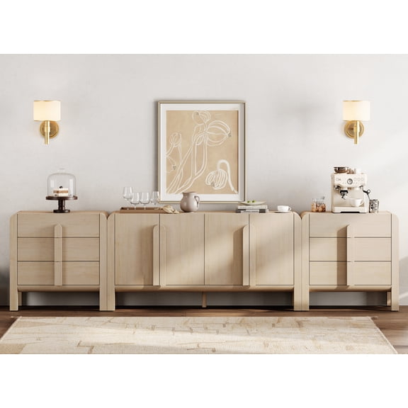 126" Modern Sideboard Buffet Cabinet with 12 Doors, Multifunctional Sideboard with Large Storage and Adjustable Shelf
