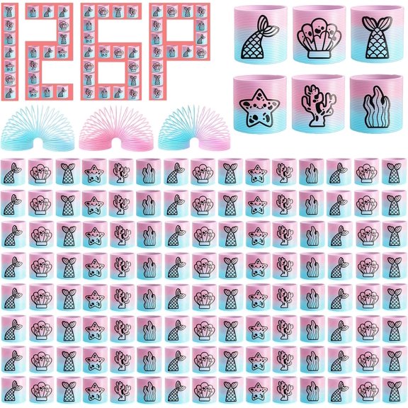 126 Pack Mini Ocean Magic Coil Toys, Stress Relief Fidget Springs, Treasure Box Toys for Classroom Prizes, Goodie Bag Stuffers for Birthday Party, Carnival Bulk Supplies`