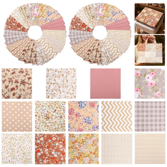 126 Pcs Cotton Fabric Bundles 5x5 Inch Cotton Fabric Squares Pre-Cut Multi-Color Design Printed Floral Craft Fabric for DIY Sewing Scrapbooking Quilting Craft Patchwork