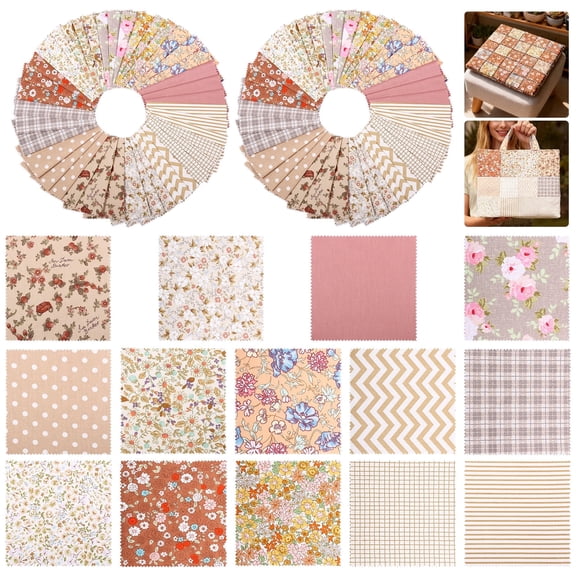 126 Pcs Precut Fabric Squares 5x5 Inch 100% Cotton Charm Packs for Quilting and Floral Patchwork