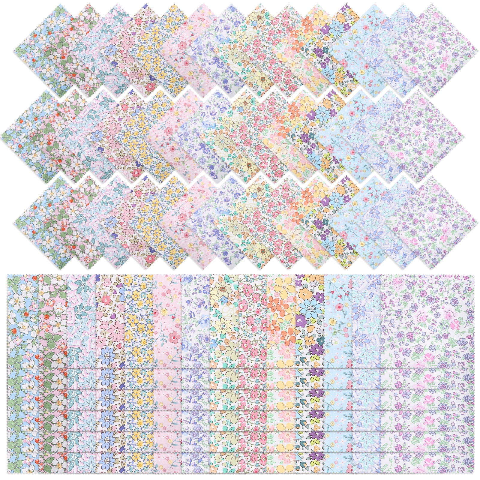 126 Pcs Fabric Squares for Quilting Cotton Floral Patchwork 5×5inch 100 ...
