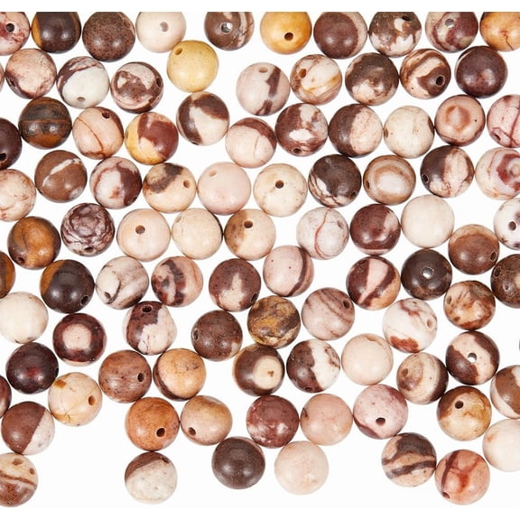 126 Pcs Natural Stone Beads 6mm Round Ball Beads Smooth Gemstone Beads Loose Spacer Bead Zebra Jasper Beads