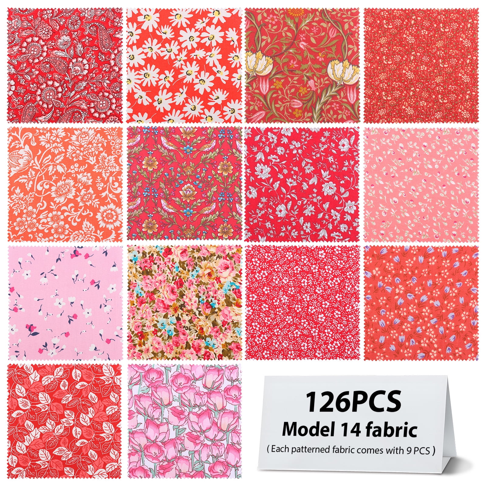 Patchwork 126 Pcs Pink Charm Packs Cotton Floral Patchwork 5x5 Inch for Sewing ...