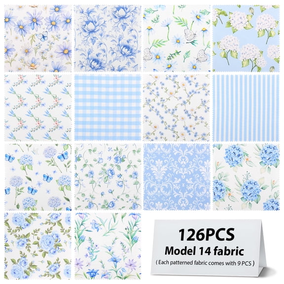 126 Pcs Pink Charm Packs Cotton Floral Patchwork 5x5 Inch for Sewing DIY Patchwork for Sewing Quilting Crafting Home Party Craft Fabrics
