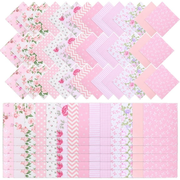 126 Pcs Pink Charm Packs Cotton Floral Patchwork 5x5 Inch for Sewing DIY Patchwork for Sewing Quilting Crafting Home Party Craft Fabrics