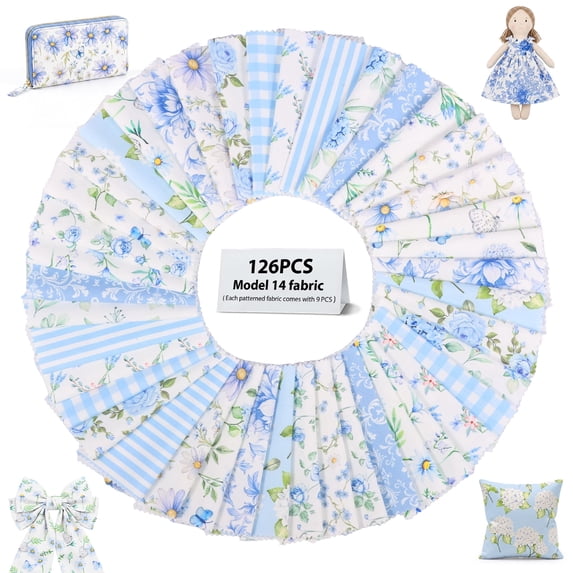 126 Pcs Precut Cotton Quilting Fabric Squares 5x5 Inch Floral Scrapbooking Assortment for Craft Projects