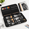 126-Piece Art Drawing Kit with 3-Color Sketchbook and Zipper Case for ...