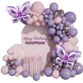 thumbnail image 1 of Mxdfafa 126Pcs Pink & Purple Butterfly Latex Balloon Arch Kit, Birthday Decorations Set, BDAY Party, Baby Shower, Wedding, 1 of 4
