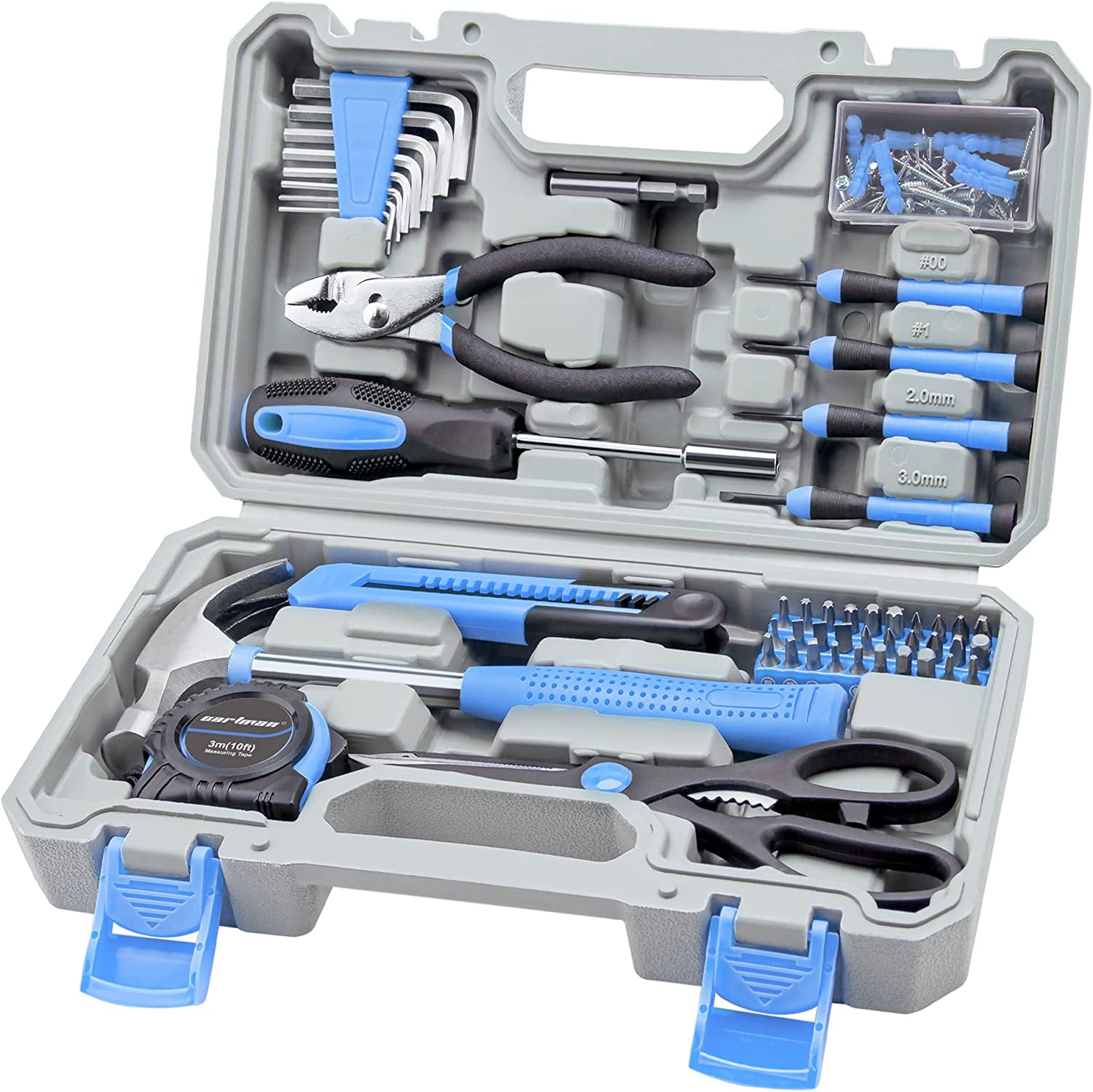 126-Piece Home Tool Set Kit, Basic Household Hand Tools with Storage Case, Blue