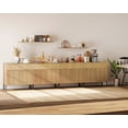 thumbnail image 1 of 126" Wooden Reeded Sideboard with Doors and Drawers, 4-In-1 Modern Wide Credenza Storage Cabinet for Kitchen, Dining Room, 1 of 6