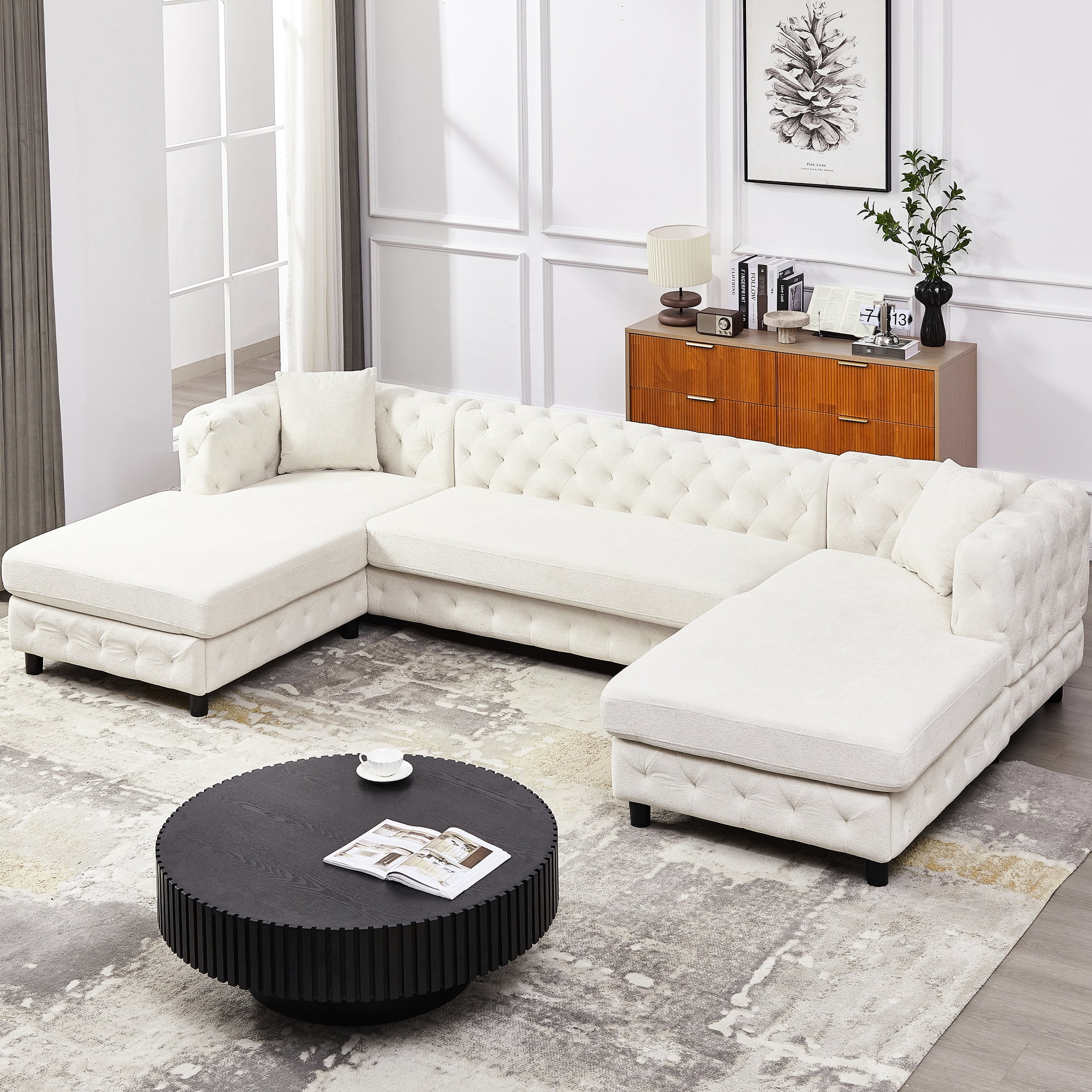 126-inch Chenille , U-shaped With Pull Point Feature, 2 Chaise Longue ...
