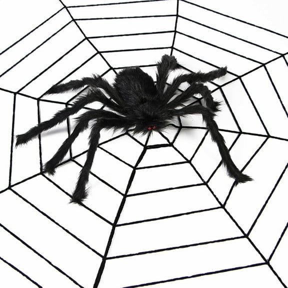 HOWAF Halloween Spider Web and Spider Decorations, 126 inch Halloween Spider Web+ 29.5 inch Halloween Spider, Outdoor Spider Web Decoration, Giant Spider Web& Spider