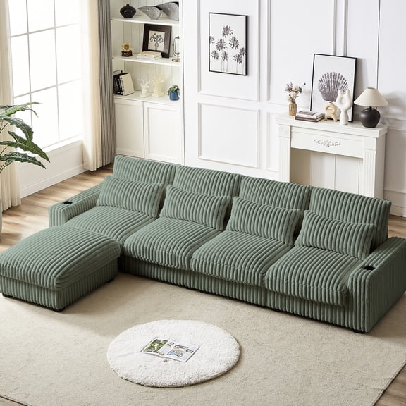 126-inch Sofa | High Quality Corduroy Upholstery | European Style Home