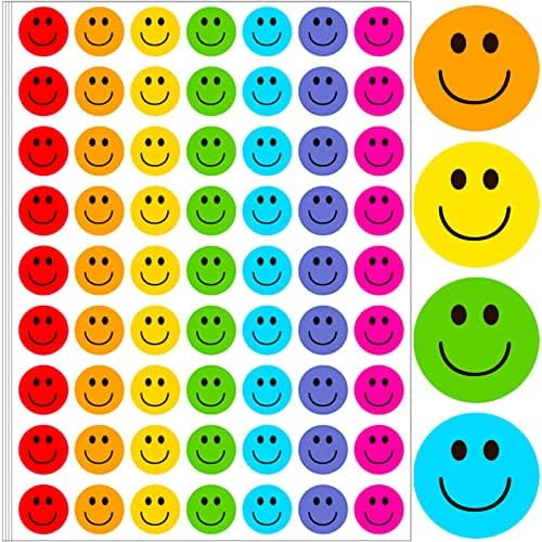 1260 Pcs Happy Smile Face Stickers - Teachers Reward for Kids, Colorful Mini Incentive Behavior Chart Decals for Students, Classroom - 1 Inch