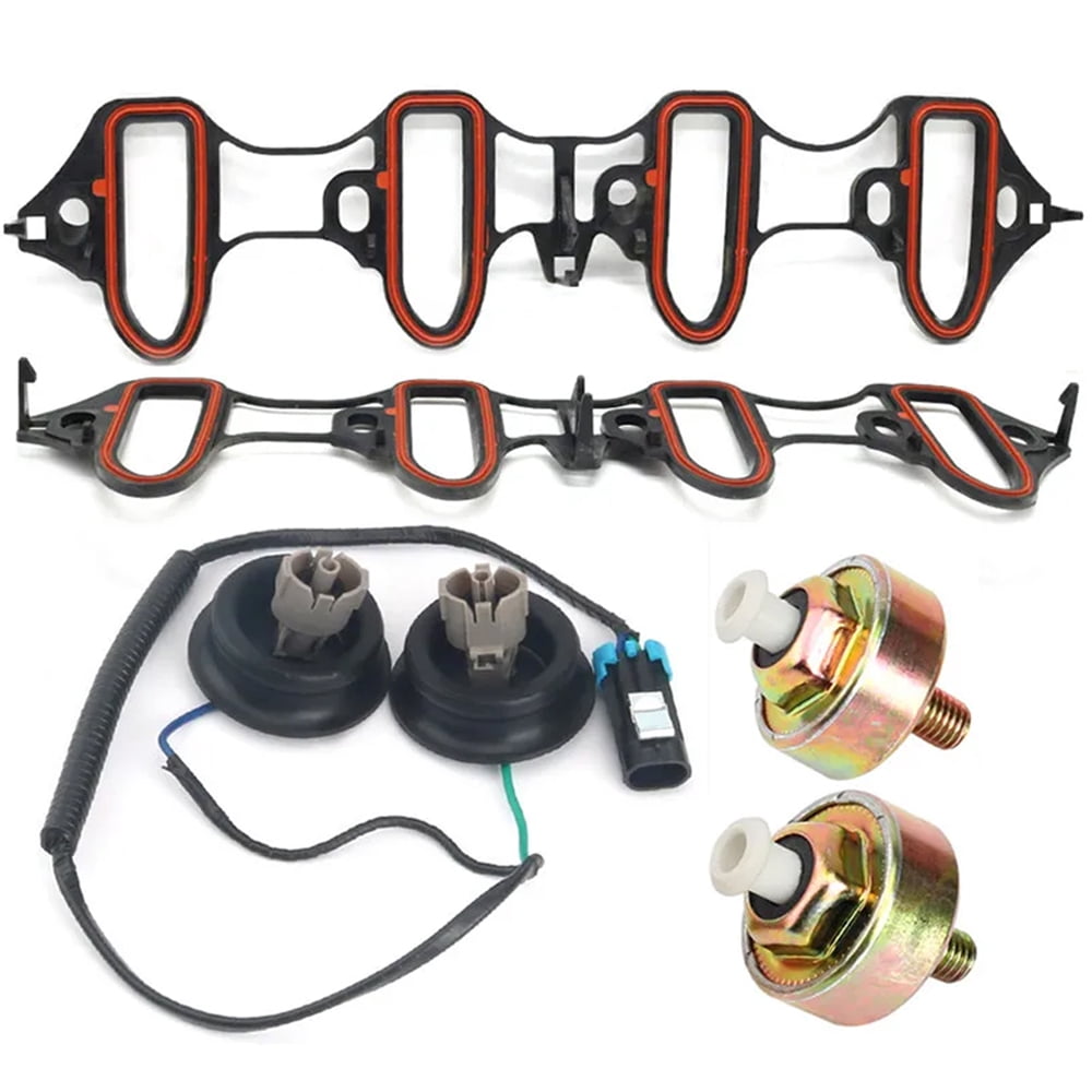 12601822,213-3521,89060413 Dual Knock Sensors with Wiring Harness and Intake Manifold Gasket Kit Fits For Chevrolet Silverado Avalanche Tahoe, GMC Sierra Yukon, Cadillac Hummer LS1 LQ4 6.0L 5.3L 5.7L