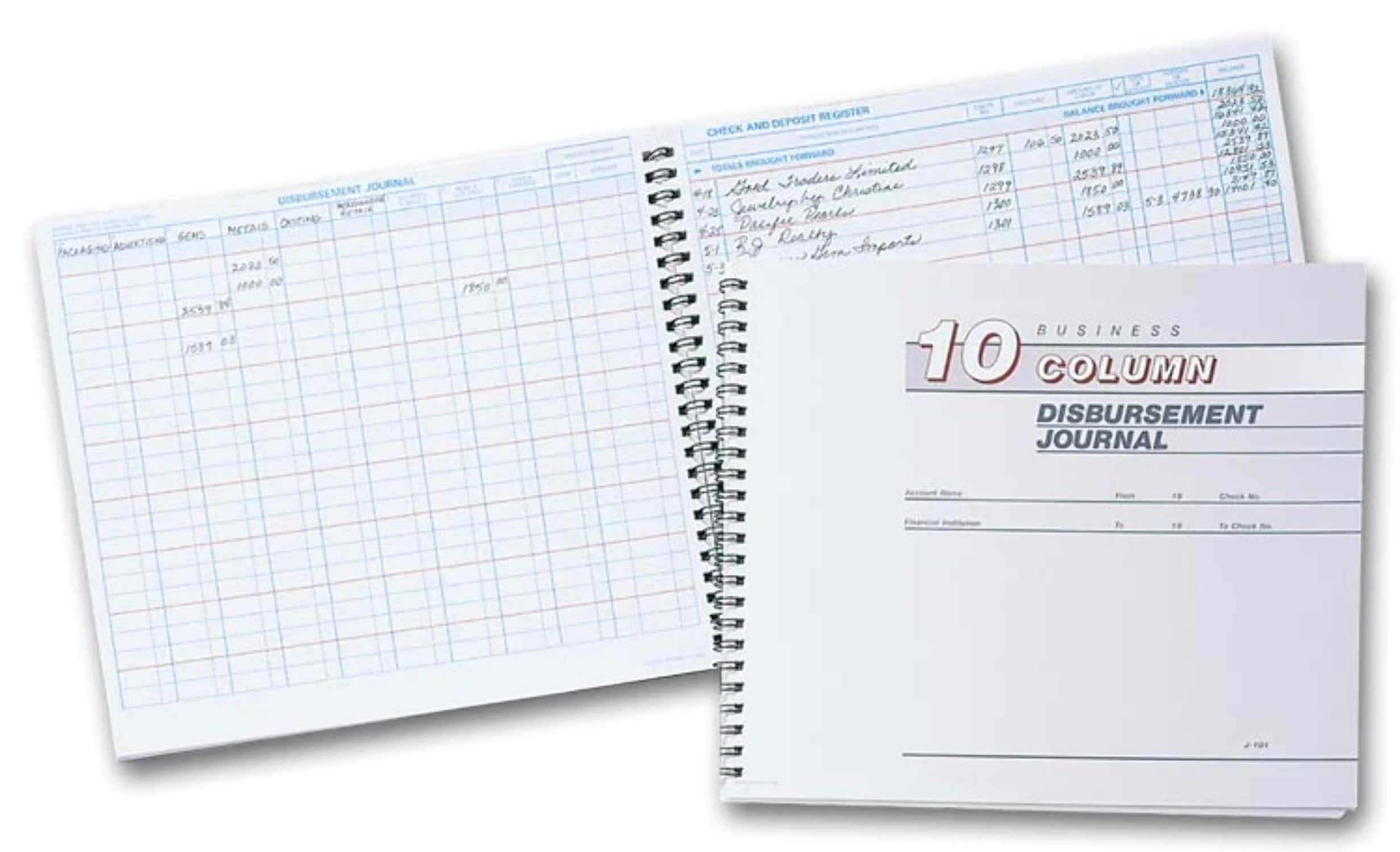 126051N Cash Receipts Journal 10 Column Disbursement Journal 10 x 8 1/2"