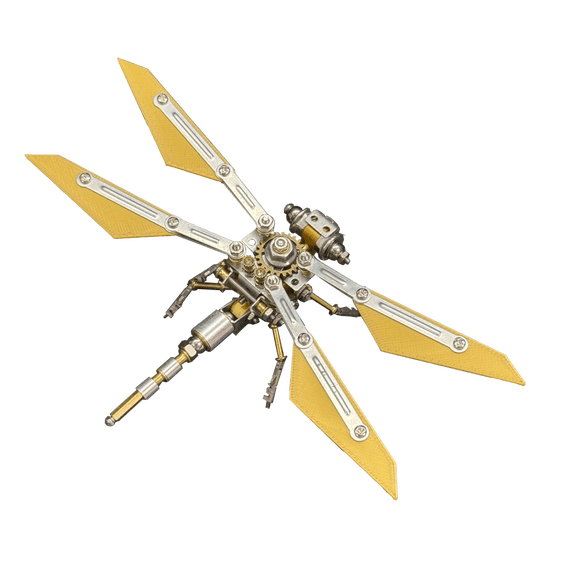 126PCS Fengyi Cruiser A 3D Metal Dragonfly Model Kit, Steampunk Mechanical Insect DIY Assembly, Creative Desk Display Collectible Sculpture for Adults