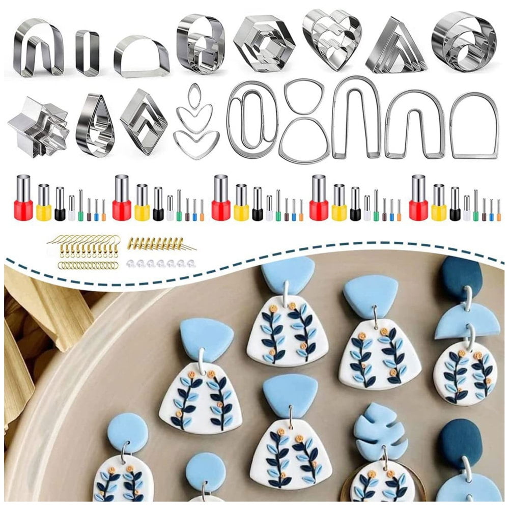 Lieonvis Polymer Clay Cutters Set,24 Shapes Clay Earring Cutters with 142  Earrings Accessories,Polymer Clay Tools for Polymer Clay Jewelry Making 