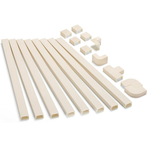 126in Cord Hider Kit, Wire Hiders for TV on Wall, Paintable Cable Management Kit, Wire Cover for Wall Mount TV, Hide Wires Along Wall, Beige Cord Cover Wall Wire Management, 8xL15.7in W0.95in H0.55in