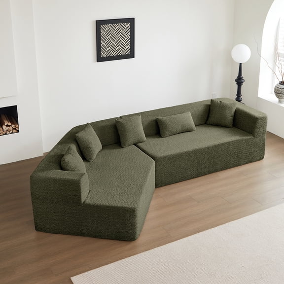 127.5'' Deep Seat Sectional , Modern Minimalist. No Assembly. Geometric Modular For Customizable Options. High Foam Refreshing Zone. Breathable . 3, Glistening Sparkle Minimalist Design. Pattern