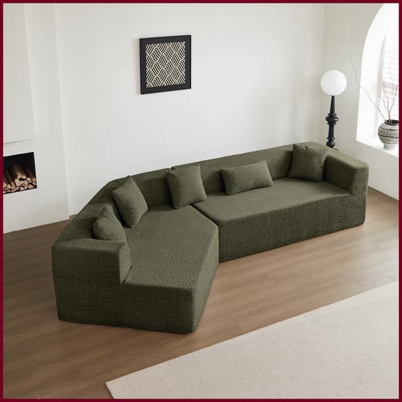 127.5'' Modern Minimalist Sectional Sofa with Breathable Fabric - Deep Seat, No Assembly Needed for Living Rooms