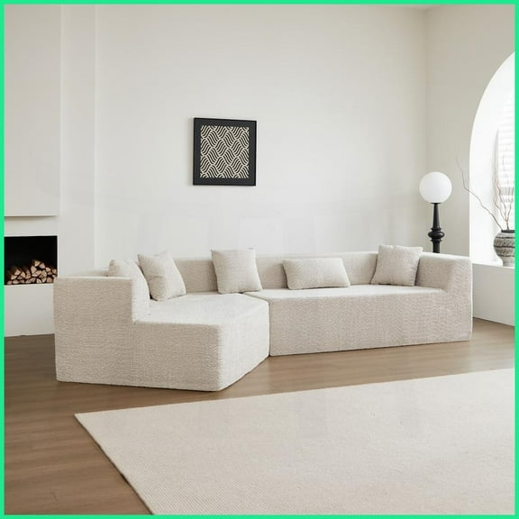 127.5'' Modern Minimalist Sofa with Breathable Fabric - No Assembly Needed, Deep Seat for Living Room