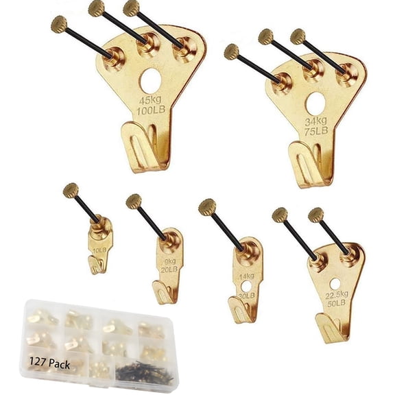 127 Pcs Heavy Duty Picture Hanging Kit, Picture Hooks with Nails for Clock Mirror, Holds 10-100 lbs