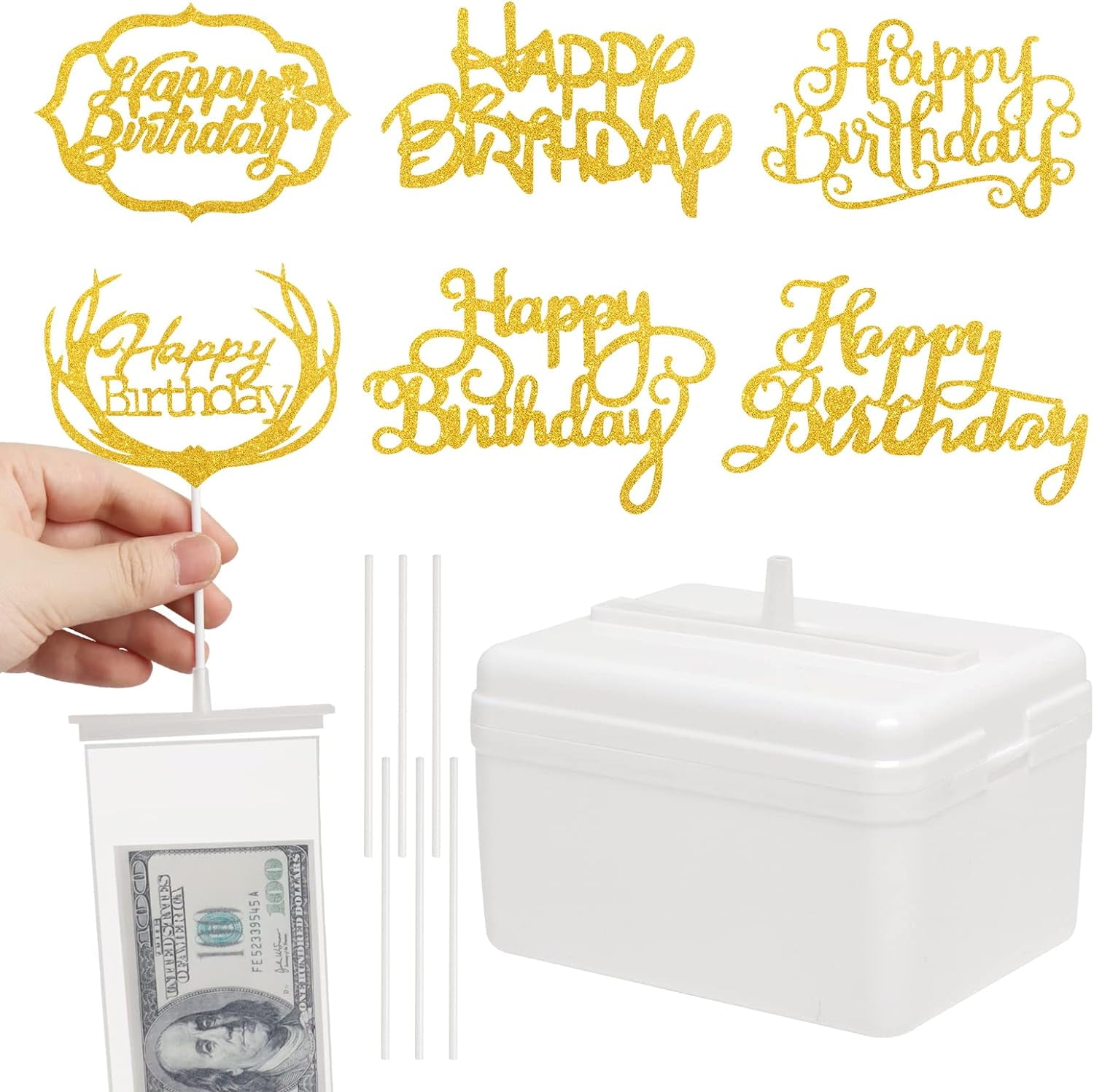 127 Pieces Cake Money Box Kit Pulling Money Box for Cake with Happy