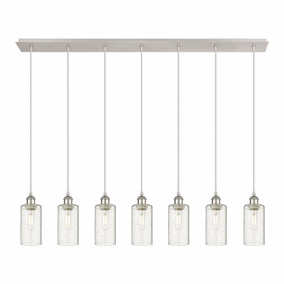 127B-7P-PN-G434-7SDY Innovations Lighting Crown Point - 7 Light Cord Hung Linear Pendant-11.25 Inch Tall and 48.88 Inch Wide-Polished Nickel